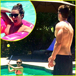 Lea Michele Hits the Pool with Beau Robert Buckley!