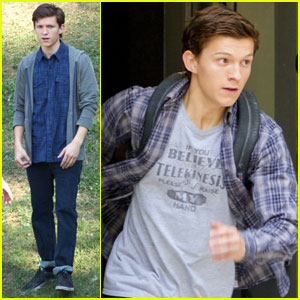 Tom Holland Looks Hot While Running for 'Spider-Man: Homecoming' Scenes