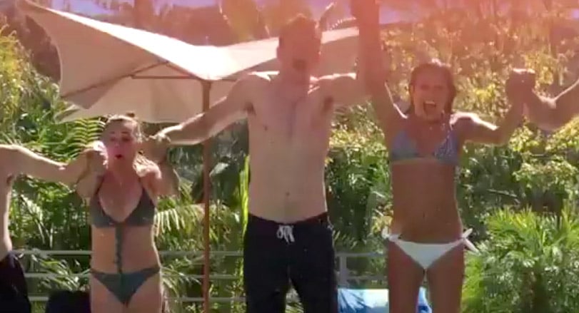 Lea Michele Jumps Into the Pool with Her Boyfriend & Parents!