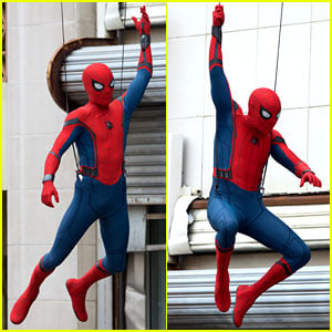 Spider-Man Does Some Stunts on 'Homecoming' Set!