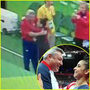 Aly Raisman Gives Olympic Gold Medal To Coach Mihai Brestyan After Team Finals in Rio