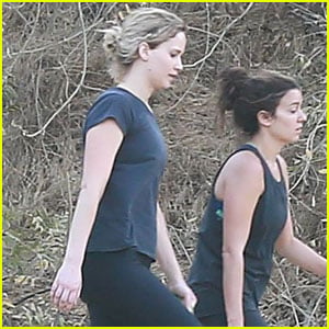 Jennifer Lawrence Goes for a Hike with a Pal