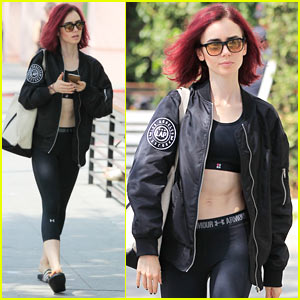 Lily Collins Gets An Early Morning Workout In!