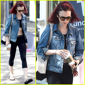 Lily Collins Flashes Her Abs After Hitting the Gym!