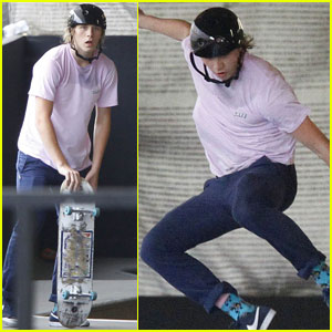 Brooklyn Beckham Practices His Skateboarding Tricks While Home in London