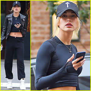 Hailey Baldwin Heads to Six Flags to Get into the Halloween Spirit!