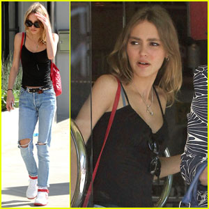 Lily-Rose Depp Wears Cute Red Backpack for WeHo Lunch