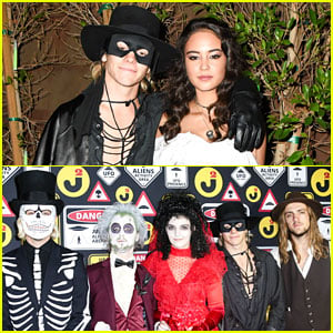 Ross Lynch Joins R5 & Girlfriend Courtney Eaton at Just Jared's Halloween Party