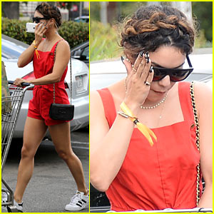Vanessa Hudgens Rocks a Red Romper While Grocery Shopping With Sister Stella