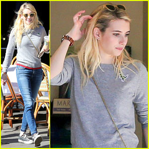 Emma Roberts Picks Up Her Sunday Paper & Morning Coffee