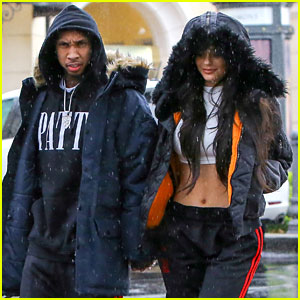 Kylie Jenner & Tyga Wear Matching Outfits in the Rain!