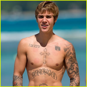 Justin Bieber Goes Shirtless at the Beach with Visible Cupping Marks