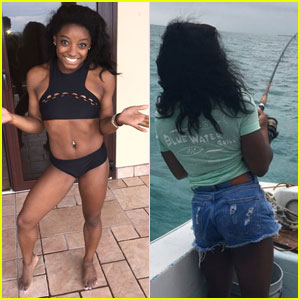 Simone Biles Swims With Sharks During Tropical Holiday Vacation
