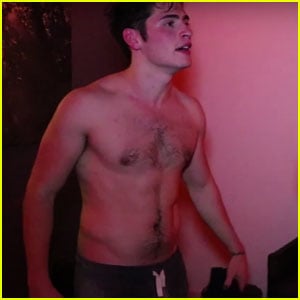 VIDEO: Gregg Sulkin Goes Shirtless While Sweating It Out With Cameron Fuller