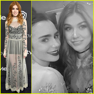 Katherine McNamara Meets Fellow 'Clary' Lily Collins at Golden Globes 2017 Party!