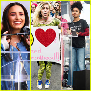 Demi Lovato, Miley Cyrus, & Yara Shahidi Make Their Voices Heard at Women's March
