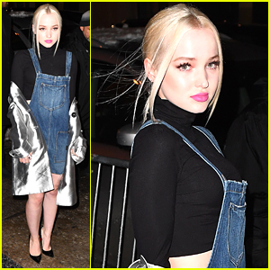 Dove Cameron Braves Cold in Overall Shorts For NYFW
