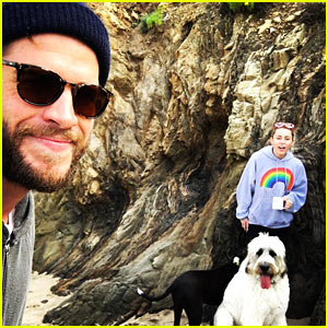 Liam Hemsworth & Miley Cyrus Spend Valentine's Day On the Beach!