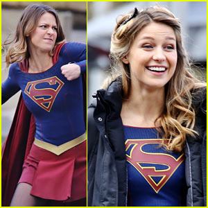 Melissa Benoist Fights a Monster While Filming New 'Supergirl' Scenes