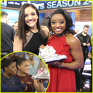 Laurie Hernandez Continues The Tradition & Brings Simone Biles Glitter Shoes on 'GMA'