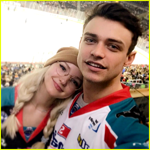 Dove Cameron & Thomas Doherty Have a Hockey Game Date Night!