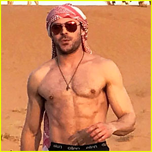 Zac Efron Shows Off His Abs in the Desert on a Camel