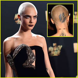 Cara Delevingne's Head Tattoo from the MTV Movie & TV Awards 2017 is Not Real