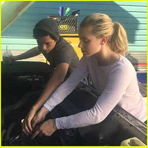 Cole Sprouse & Lili Reinhart Work on a Car Together in 'Riverdale' Season 2 BTS Pic