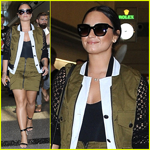 Demi Lovato Flaunts Chic Olive Green Ensemble at LAX Airport