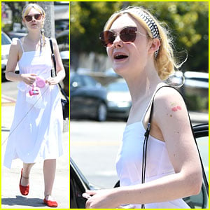 Elle Fanning Shows Off Cherry Tattoo on Lunch Outing