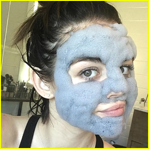 Lucy Hale Thinks She Looks Like A Gargoyle While Trying Out A Bubble Mask