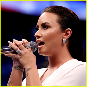 Demi Lovato Slays National Anthem, Looks White Hot at Big Fight!