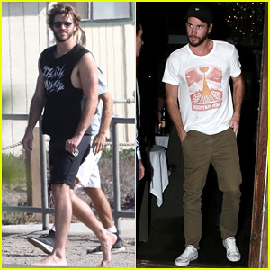 Liam Hemsworth Flaunts His Bulging Biceps in a Tank Top at the Beach