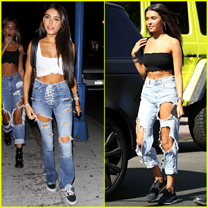 Madison Beer Flaunts Her Abs in White Crop Top for Girls' Night