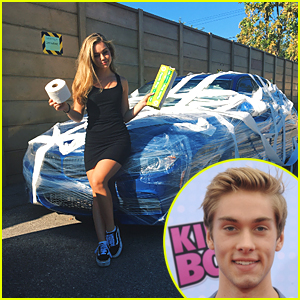 Brec Bassinger Saran Wrapped Austin North's Car For His Final Day on 'All Night'