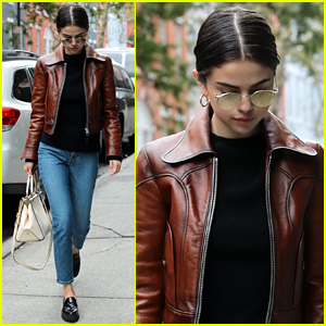 Selena Gomez's Brown Leather Jacket is a Gorgeous Fall Essential