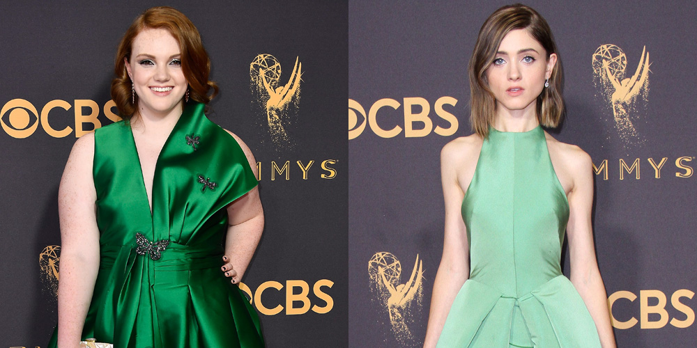 natalia dyer green dress Natalia Dyer In Vera Wang - 2017 Emmy Awards