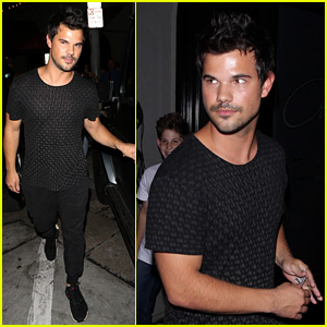 Taylor Lautner Flashes his Arm Muscles While Leaving Dinner