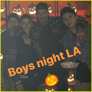 Beckham Boys Enjoy Boys Night Out at Haunted Hayride with Dad David