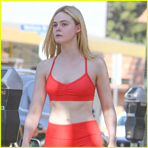 Elle Fanning Is A Red Beauty After Pilates Class
