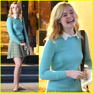 Elle Fanning is All Smiles on Set of Her New Movie in NYC