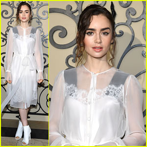 Lily Collins Is a Vision In White at Givenchy Fashion Show