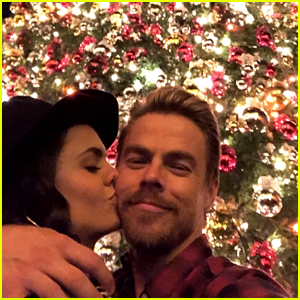 Derek Hough & Girlfriend Hayley Erbert Kiss Under The Christmas Tree