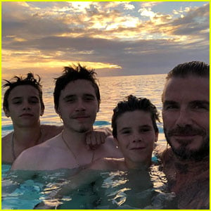 Brooklyn Beckham Shares Shirtless Pics, Watches Sunset with Dad David & Brothers