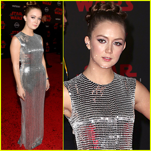 Billie Lourd Rocks a Silver Dress for the 'Last Jedi' Premiere