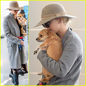 Jennifer Lawrence & Her Pup Pippi Catch a Flight at JFK