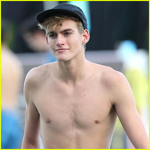 Shirtless Presley Gerber Enjoys a Day at the Beach in Miami!