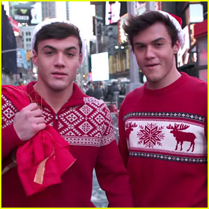 The Dolan Twins Hand Out Random Christmas Presents In Times Square