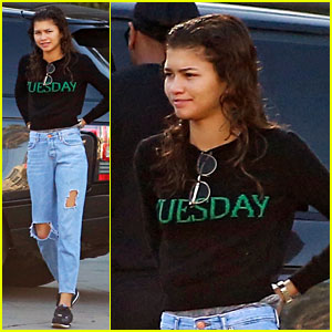 Zendaya Rocks a 'Tuesday' Sweater on a Wednesday