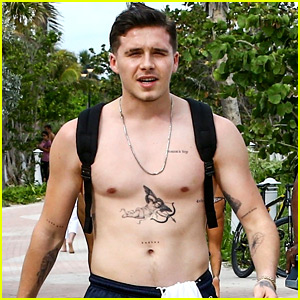Brooklyn Beckham Hits the Beach in Miami, Shirtless!
